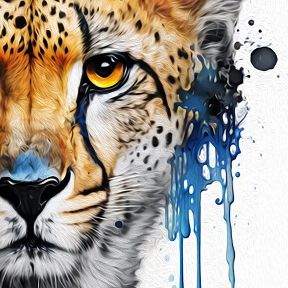 8x8 Cheetah Watercolor Oil Painting Wall Art‎ Print - Picture 3 of 6